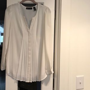 INC accordion white blouse